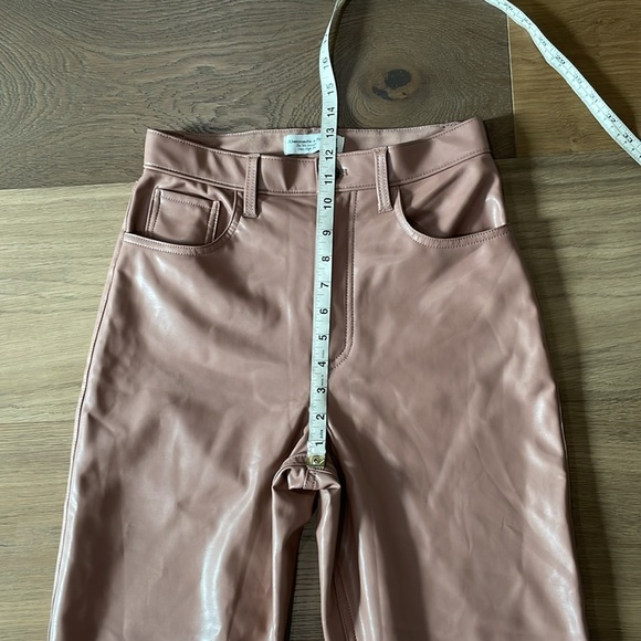Abercrombie & Fitch The 90s Straight Ultra High Rise Pink Faux Leather Pants 27 - Picture 7 of 12